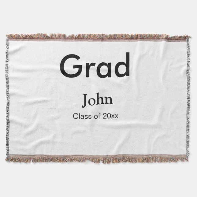 grad boy add name congrats date year text throw blanket (Front)