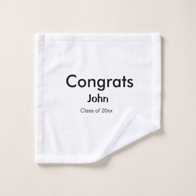 grad boy add name congrats date year text wash cloth (Wash Cloth)