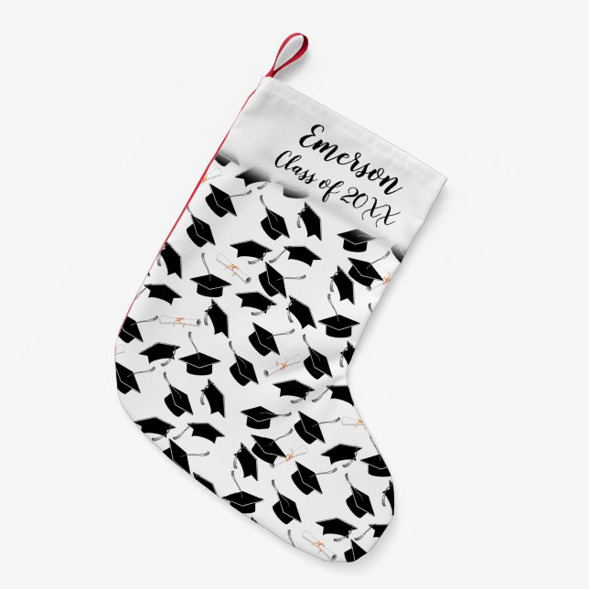 Grad Cap and Diploma Graduation Small Christmas Stocking (Front (Hanging))