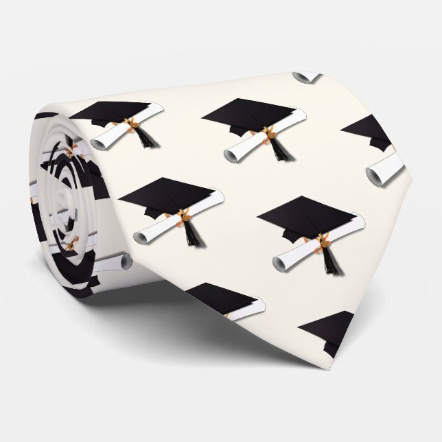 Grad Cap and Diploma Graduation Tie (Rolled)