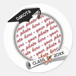 Grad Cap and Diploma Photo Graduation Classic Round Sticker