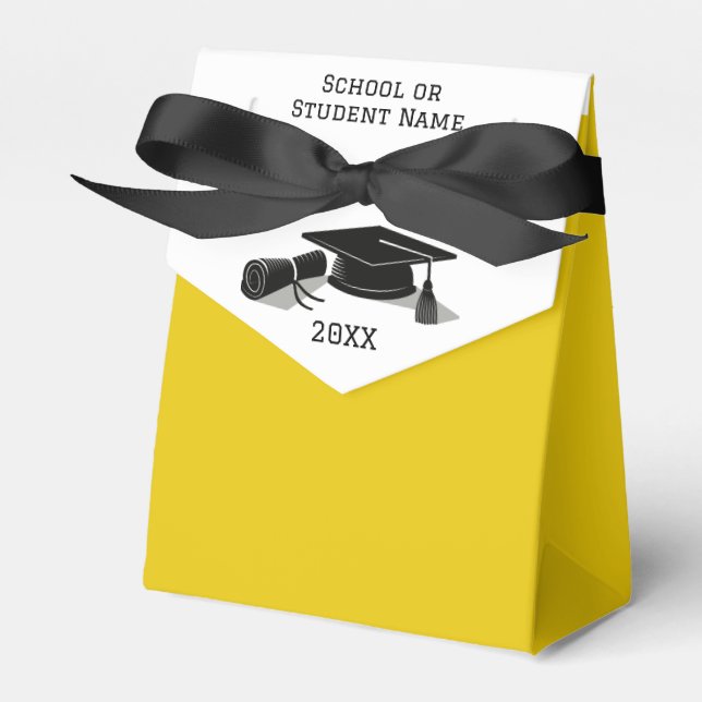 Grad Cap and Diploma Silhouette Graduation Favour Box (Front Side)
