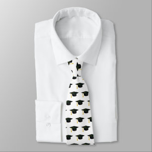 Grad Cap and Gold Tassel Graduation Tie