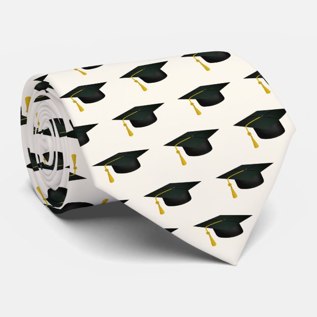 Grad Cap and Gold Tassel Graduation Tie (Rolled)