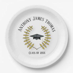 Grad cap and Leaves Paper Plates 9"