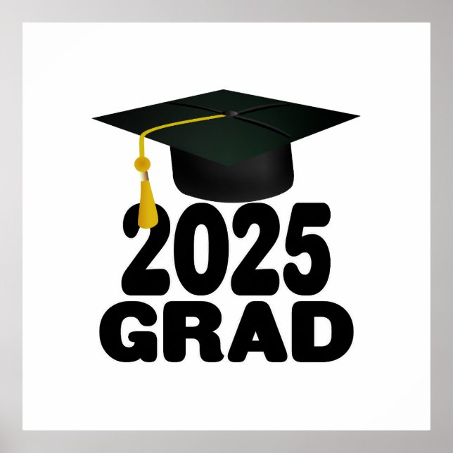 Grad Cap Bold Class of 2025 Poster (Front)