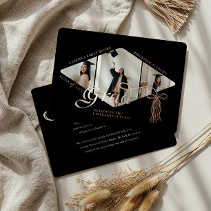 Grad Cap Bow & Tassel Photo Collage Announcement