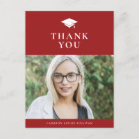 Grad Cap Classic Red Graduation Thank You