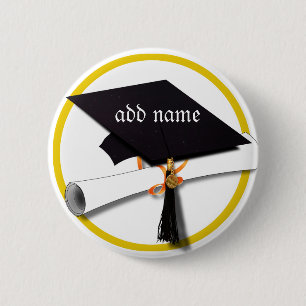 Grad Cap & Diploma 6 Cm Round Badge
