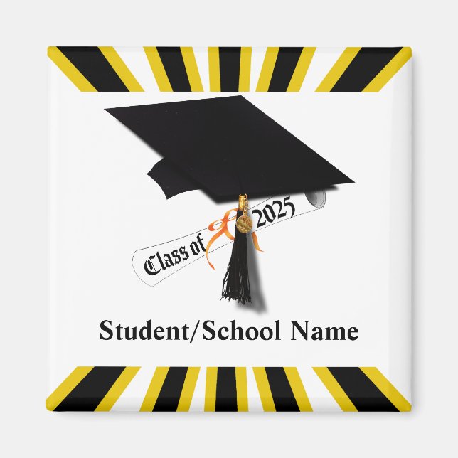 Grad Cap Diploma Class of 2025 Graduation Magnet (Front)