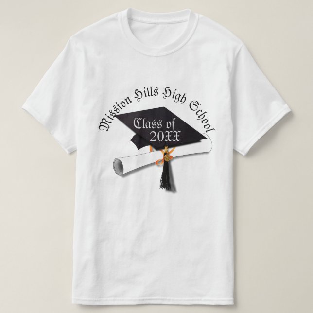 Grad Cap Diploma Graduation T-Shirt (Design Front)