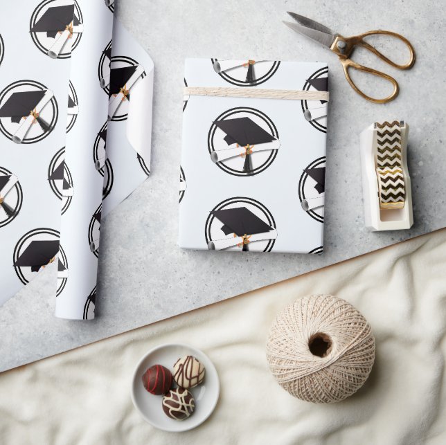 Grad Cap Diploma Graduation Wrapping Paper (Crafts)