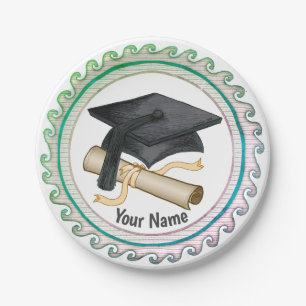 Grad Cap Diploma paper plate
