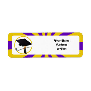 Grad Cap & Diploma - Purple and Gold School Colour