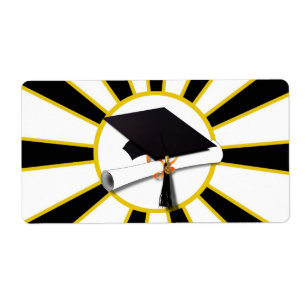 Grad Cap & Diploma w/School Colours Black and Gold