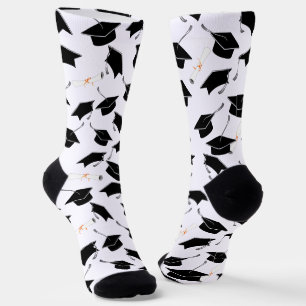 Grad Cap Diplomas Pattern Graduation Socks
