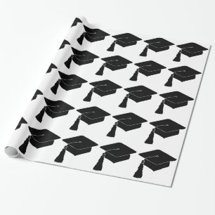 Grad Cap Graduation Gift Wrapping Paper