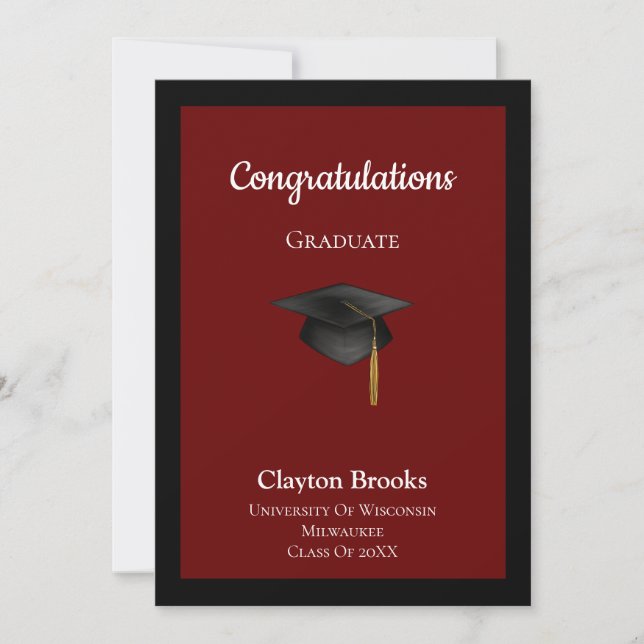 Grad Cap Graduation Party Invitation (Front)