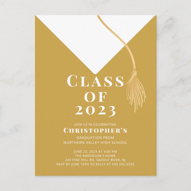 Grad Cap Graduation Party Invitation (Front)