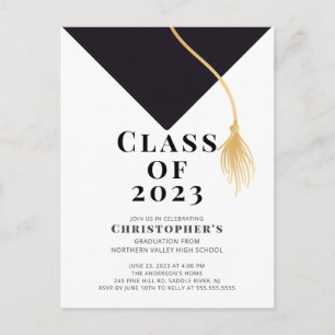 Grad Cap Graduation Party Invitation Postcard