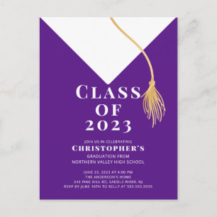 Grad Cap Graduation Party Invitation Postcard