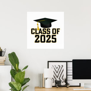 Grad Cap Letterman Class of 2025 Poster