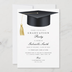 Grad cap modern graduation ceremony invitation