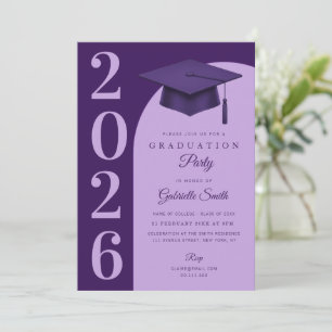 Grad cap modern graduation party invitation