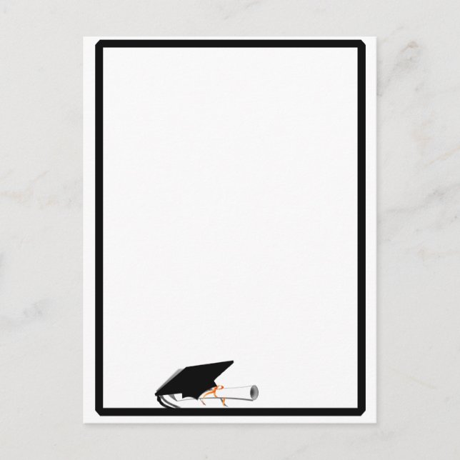 Grad Cap Tilt w/ School Colours Black and White Postcard (Front)