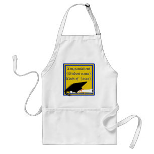 Grad Cap Tilt w/ School Colours Blue And Gold Standard Apron