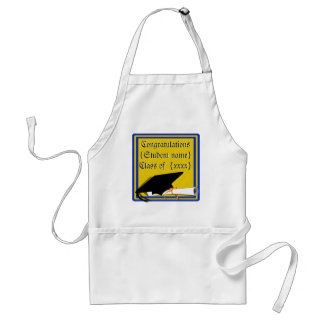 Grad Cap Tilt w/ School Colours Blue And Gold Standard Apron