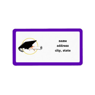 Grad Cap Tilt w/ School Colours Purple And Gold Label