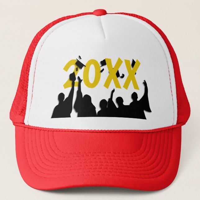 Grad Cap Toss Graduation Trucker Hat (Front)