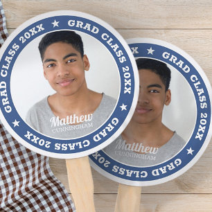 Grad Class 20XX Graduation Modern Custom Photo Hand Fan