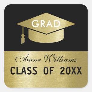 Grad class / graduation postage with name square sticker