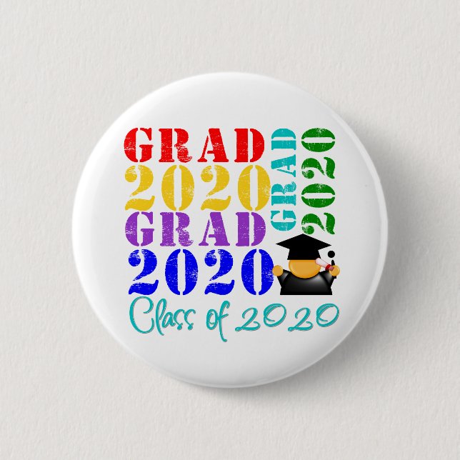 Grad  Class of 2020 6 Cm Round Badge (Front)
