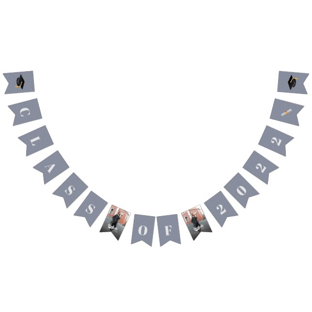 Grad Class of 2022 Graduation Photo Modern Bunting (All)