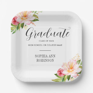 Grad Class of 2023 Floral Graduation Party  Paper Plate