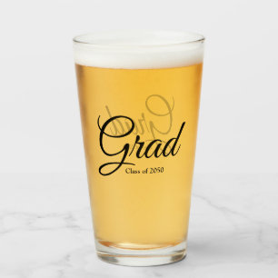 Grad class of 2024 black custom script text glass