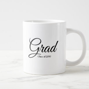Grad class of 2024 black white custom script text large coffee mug