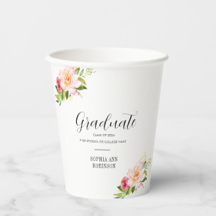 Grad Class of 2024 Floral Graduation Party  Paper Cups