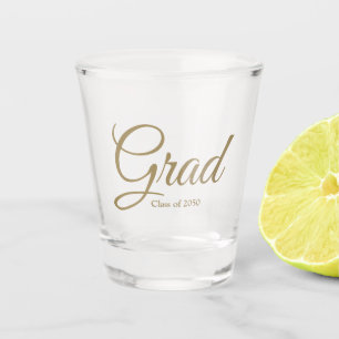 Grad class of 2024 gold custom script text shot glass
