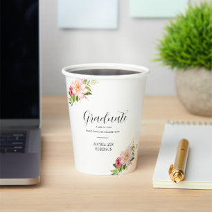 Grad Class of 2025 Floral Graduation Party  Paper Cups