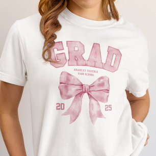 Grad Class of 2025 Pink Bow Graduation Year T-Shirt