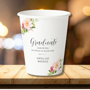 Grad Class of 2026 Floral Graduation Party Paper Cups
