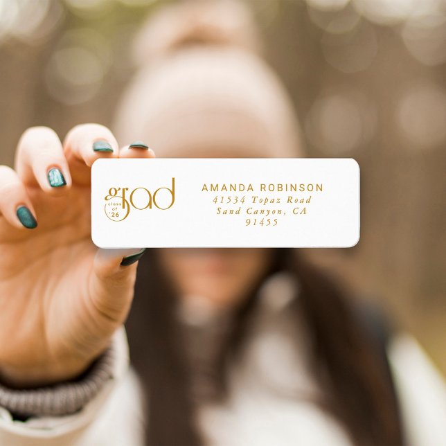 Grad Class of 2026 GoldTypography Return Address (Creator Uploaded)