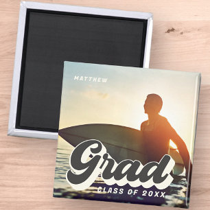 Grad Class Of 20XX Retro Vintage Simple Photo Magnet