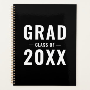 Grad class of black white custom modern typography planner
