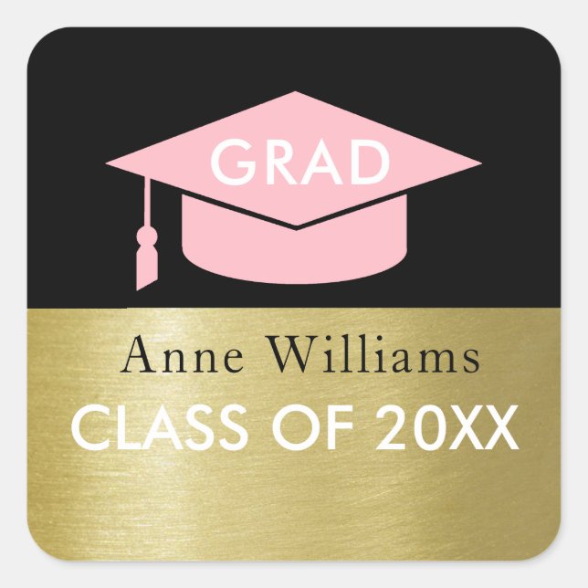 Grad class of (year), graduation sticker with name (Front)