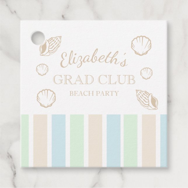 Grad Club Beach Party Favour Tags (Front)